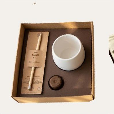 Plantable pencil gift box with ceramic pot